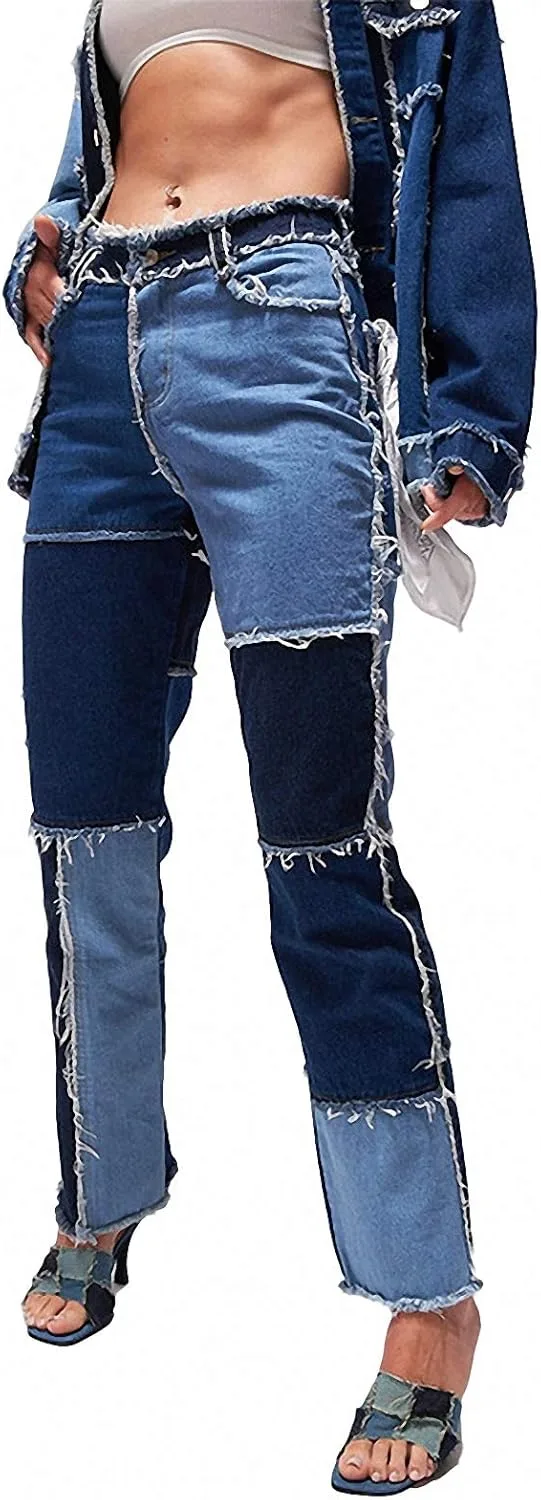 

LDNINE женские джинсы с пачворком и рваным краем