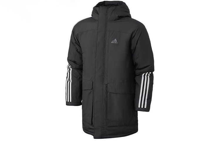 

Пуховик мужской черно-серый Adidas, Черный, Пуховик мужской черно-серый Adidas