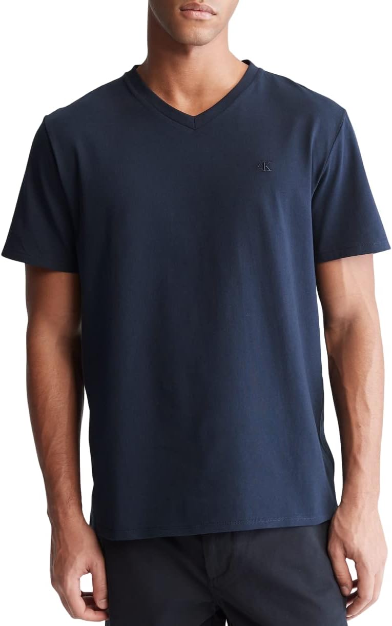 

Мужская футболка Calvin Klein из гладкого хлопка с V-образным вырезом, Dark Sapphire