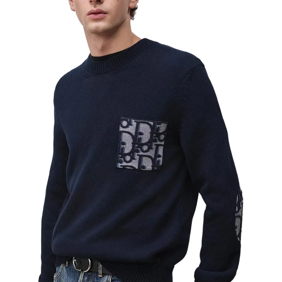 Свитер мужской Navy Crew Neck Moderate Other DIOR, Marine Blue — фото 4