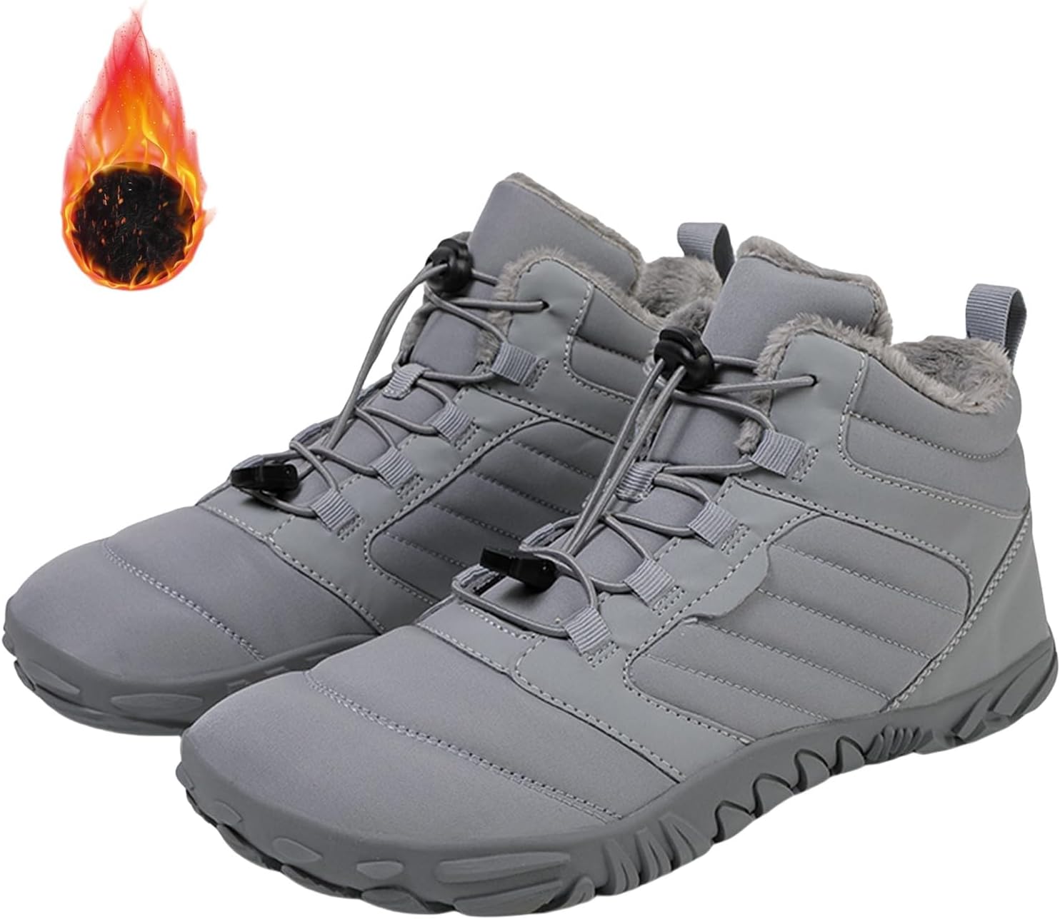 

Походные ботинки для женщин и мужчин, теплые зимние ботинки с меховой подкладкой, водонепроницаемые Wabkderpu, серый