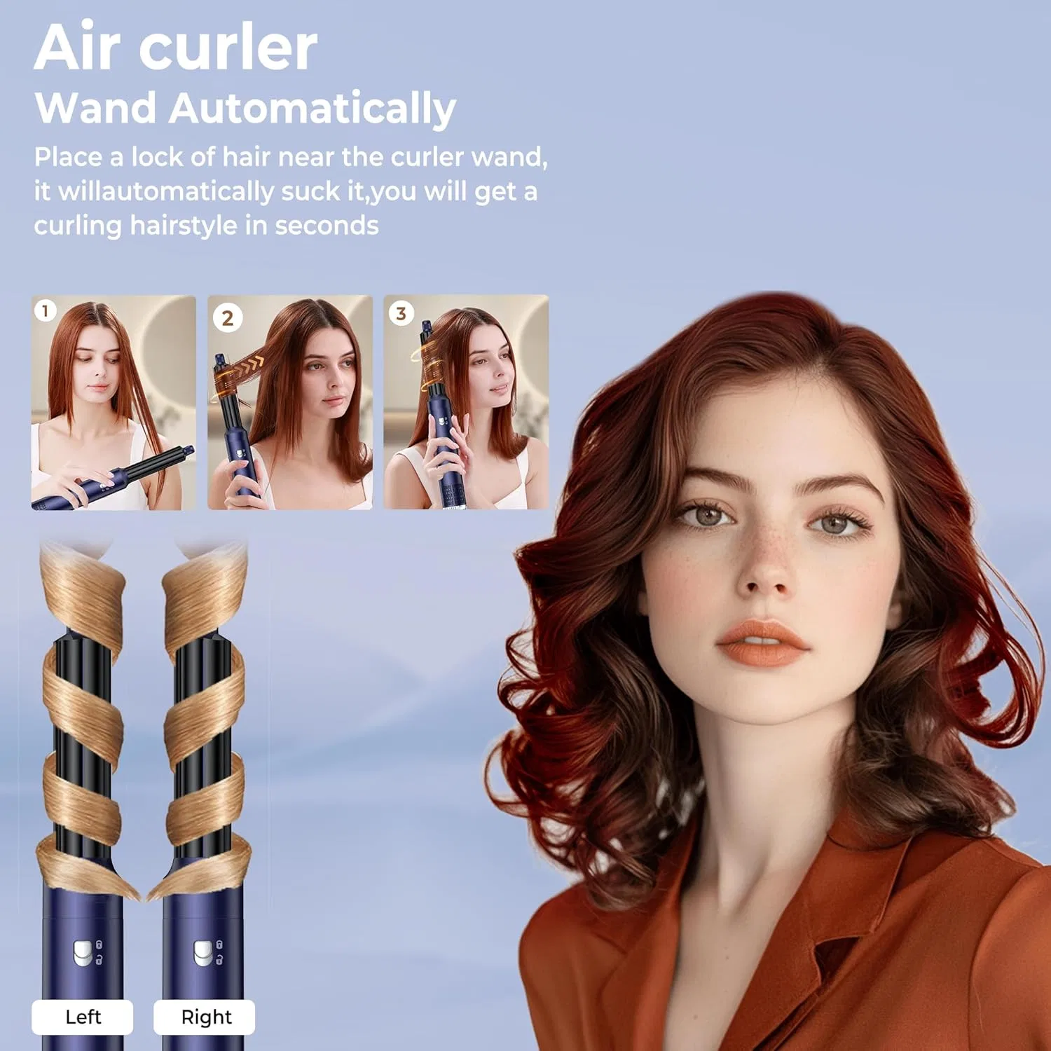 Набор для укладки волос 6-в-1 «Airstyler & Hair Dryer» с автоматической завивкой Ukliss, Dark Blue — фото 4