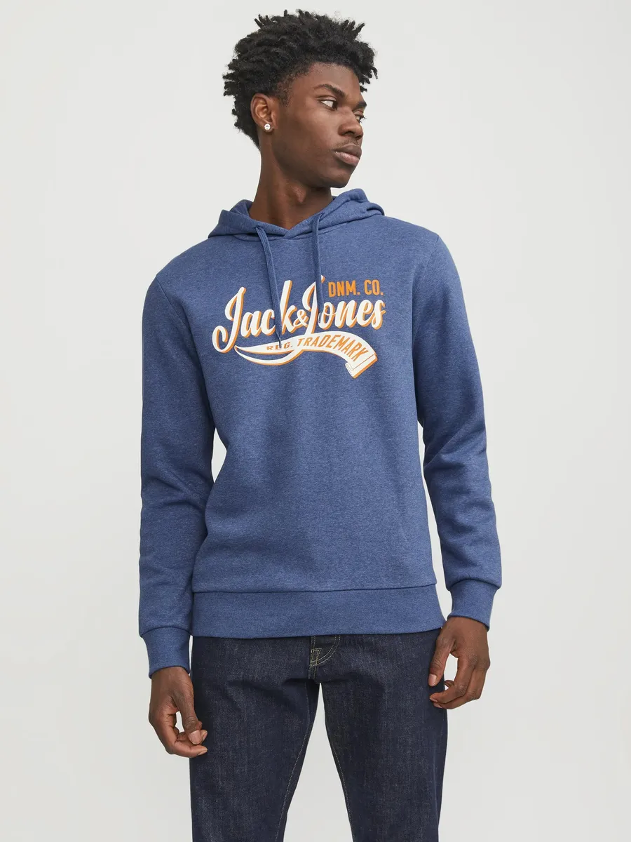 

Толстовка Jack & Jones с капюшоном "JJELOGO SWEAT HOOD 2 COL 23/24 NOOS", синий