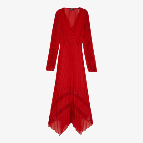 

Платье макси с кружевными вставками и складками The Kooples, красный