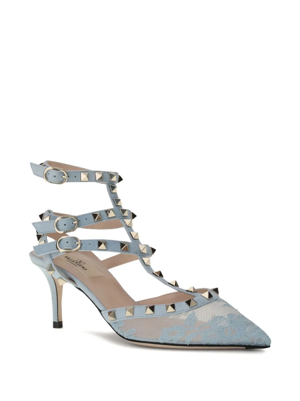 Туфли-лодочки на каблуке 80 мм с заклепками Rockstud Valentino Garavani, синий — фото 2