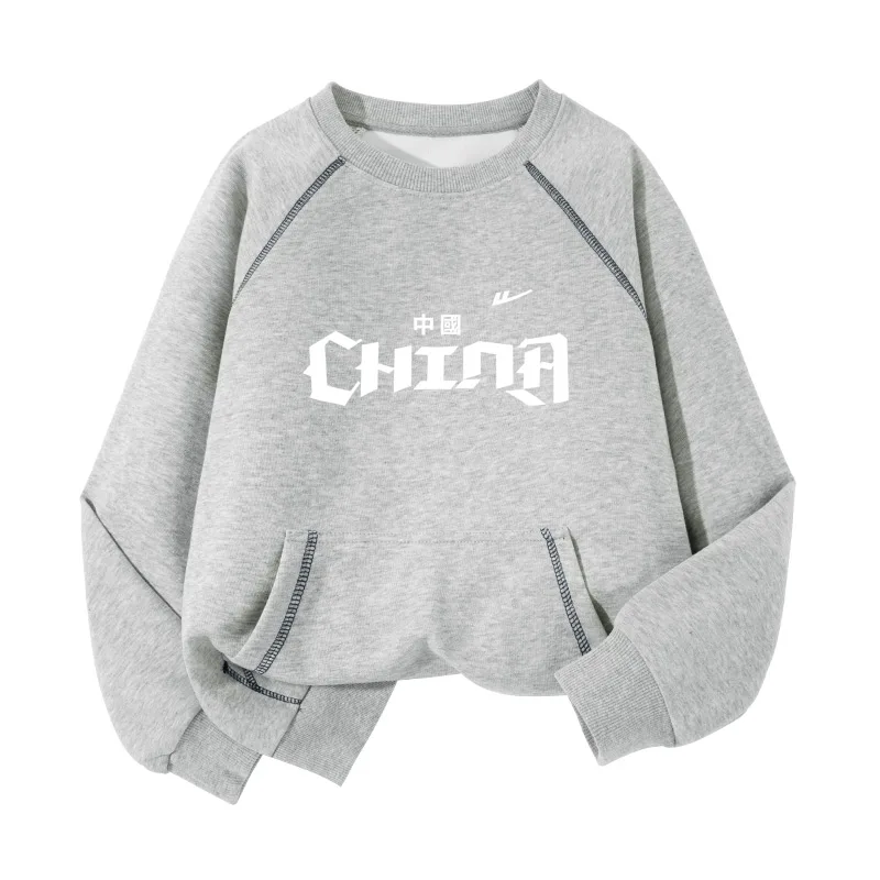 Детский свитшот с круглым вырезом WARRIOR, Gray/H White China