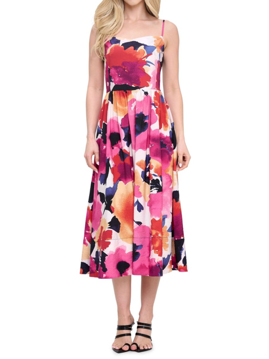 

Платье-миди с цветочным принтом и сборками Renee C., цвет Pink Coral