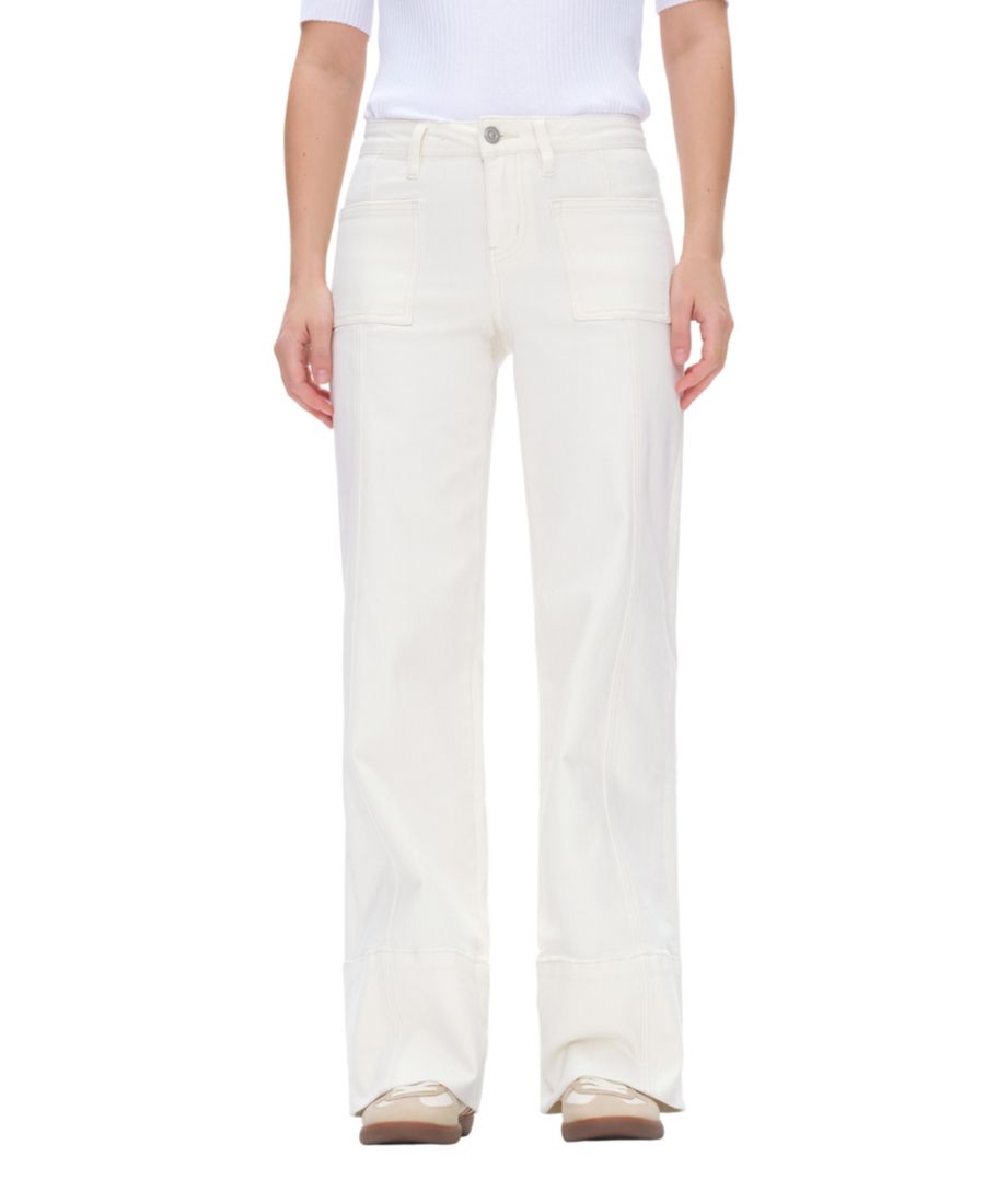 

Женские джинсы средней посадки с широкими штанинами и накладными карманами BAYEAS, Off white