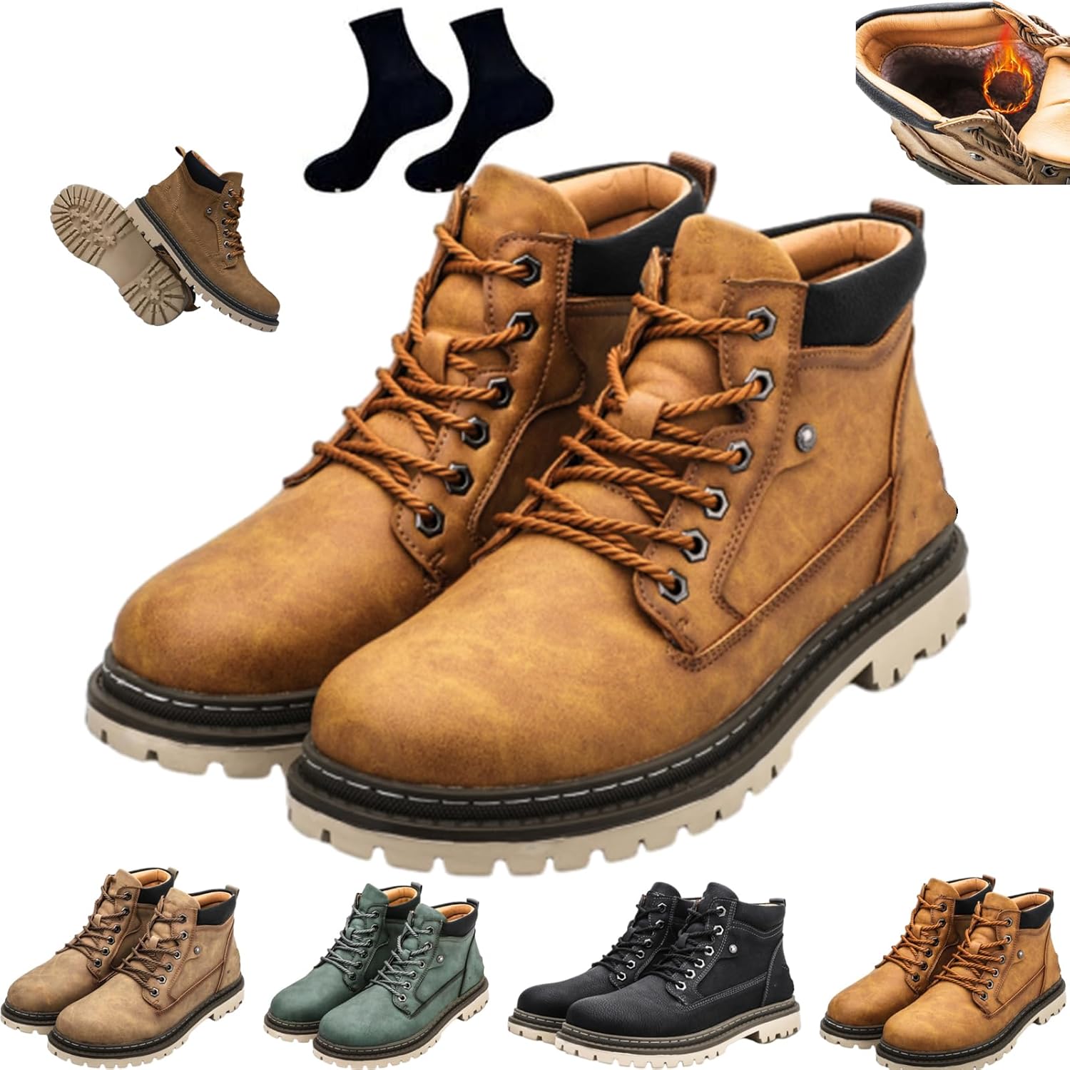 

Мужские кожаные ботинки ручной работы для вождения - противоскользящие, водонепроницаемые, огнестойкие, устойчивые к проколам - ортопедические, с широкой пальцевой частью и поддержкой свода стопы, высокие ботинки-чукка на щиколотке Ghtrhsb, кори...