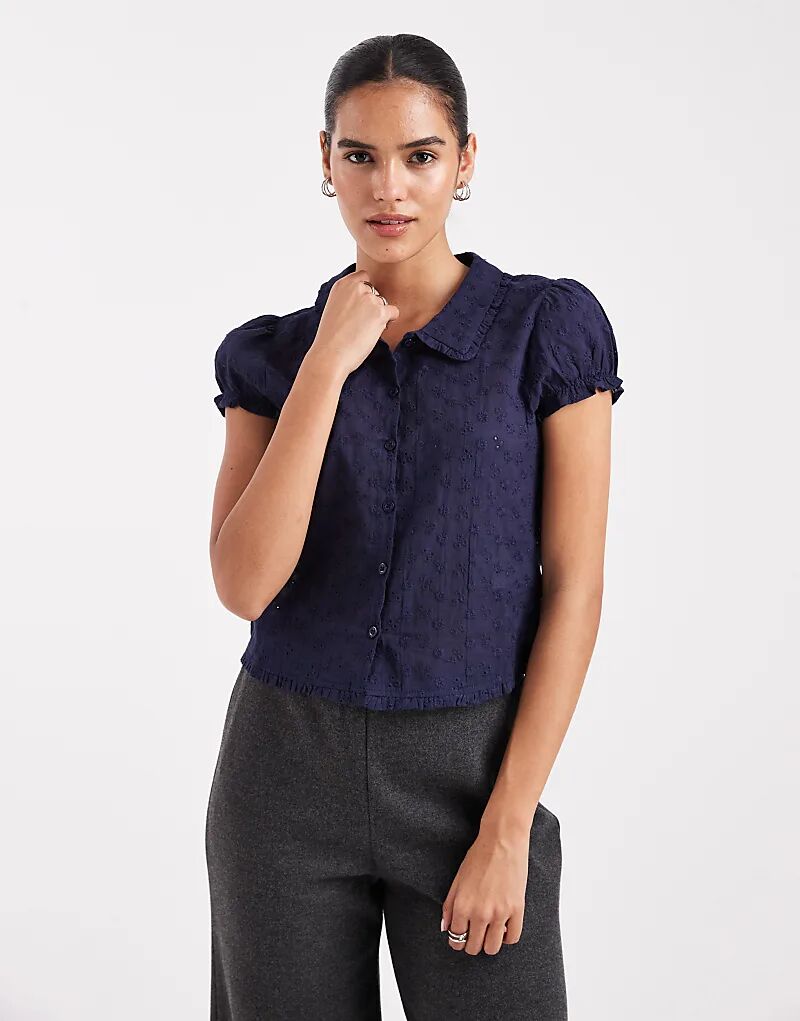 

Рубашка Edikted Kanue с люверсами, застегивающаяся на пуговицы, темно-синего цвета