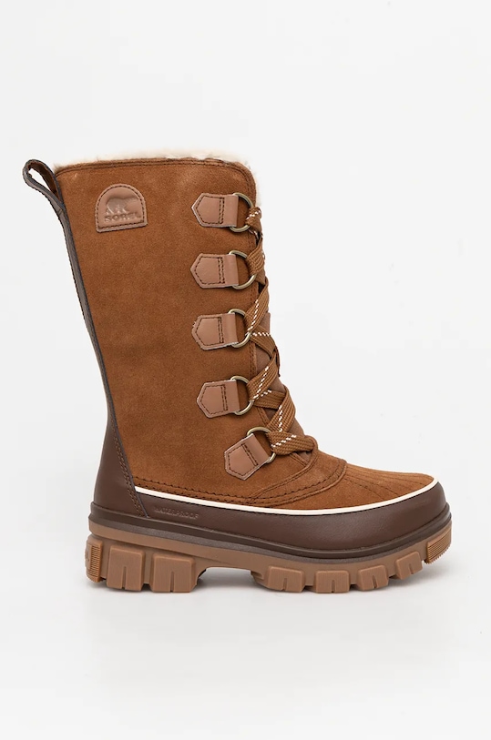 Зимние ботинки женские Sorel Torino V Tall WP из замши и кожи, коричневый — фото 2