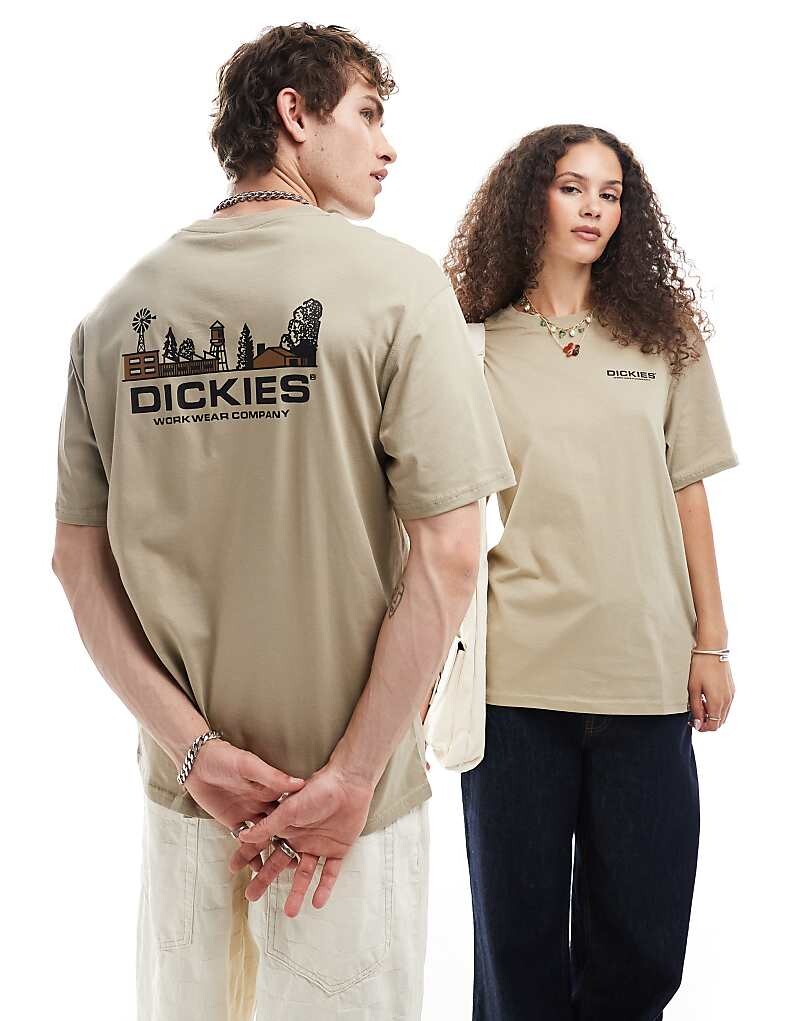 

Футболка Dickies – Bridger – цвета хаки с городским принтом на спине