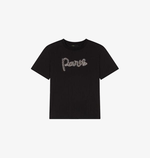 

Футболка из хлопка с короткими рукавами и вышитым логотипом Maje, мультиколор