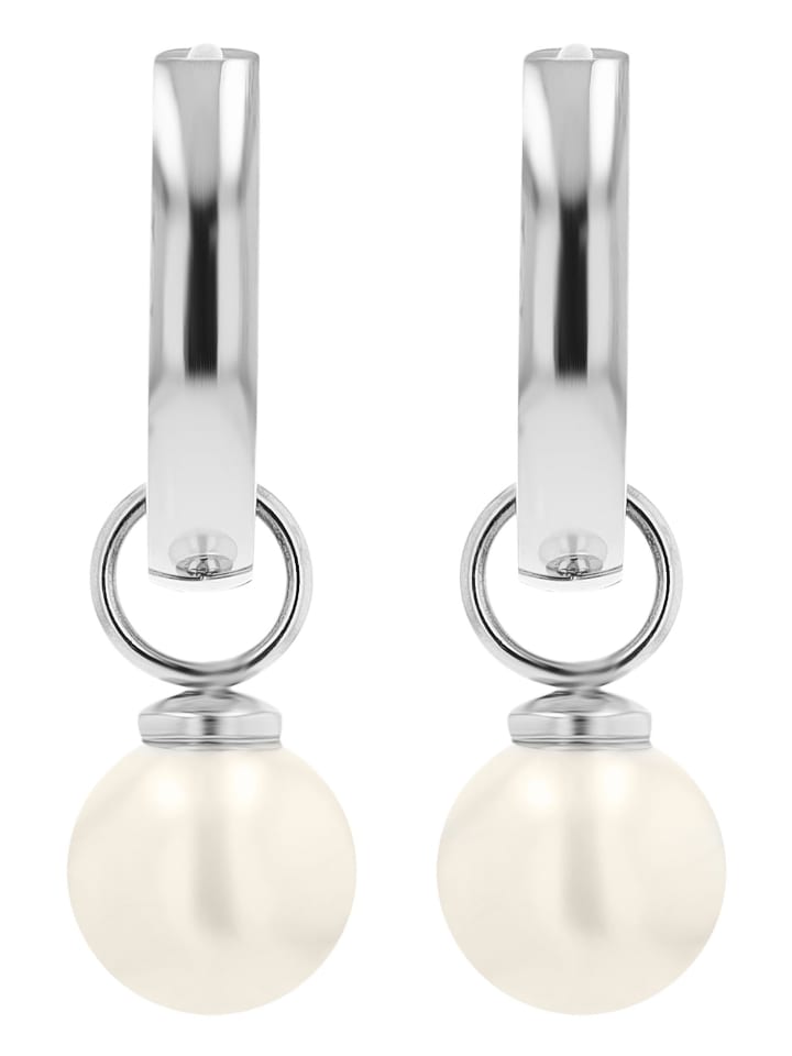 

Adeliás Женские серьги - Серьги-кольца из нержавеющей стали с шарнирным креплением и жемчужиной в серебристом исполнении