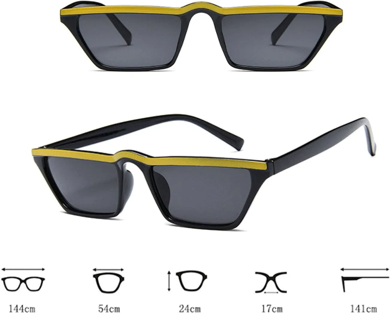 

Ретро маленькие солнцезащитные очки для женщин "кошачий глаз" Солнцезащитные очки для мужчин Винтажная мода Крутые оттенки Красный Желтый SZVVBKK, Whiteblack Grey