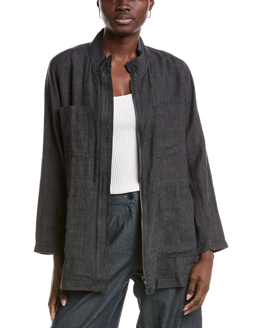 

Льняная куртка с воротником-стойкой от EILEEN FISHER, серый