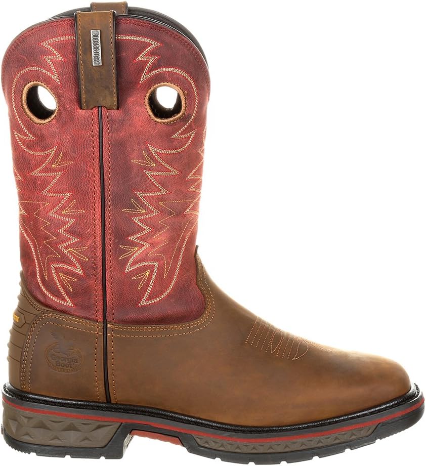 

Мужские водонепроницаемые сапоги Georgia Boot Carbo-Tec с надеванием, 12 Wide Brown and Red