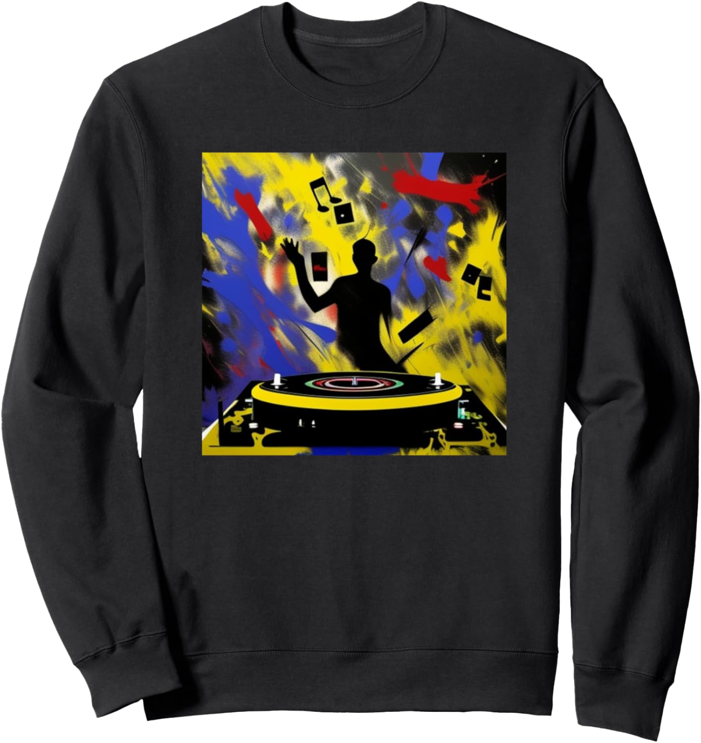 

Футболка с изображением силуэта диджея и разноцветным проигрывателем Dj Turntable + Discjockey Men Women Kids Boys Gift