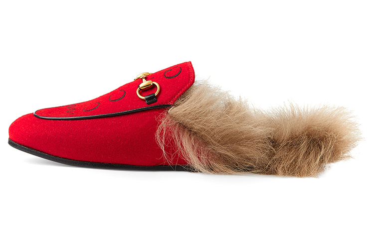 2015 Re Edition Princetown Закрытые Тапочки Женские Красный GUCCI