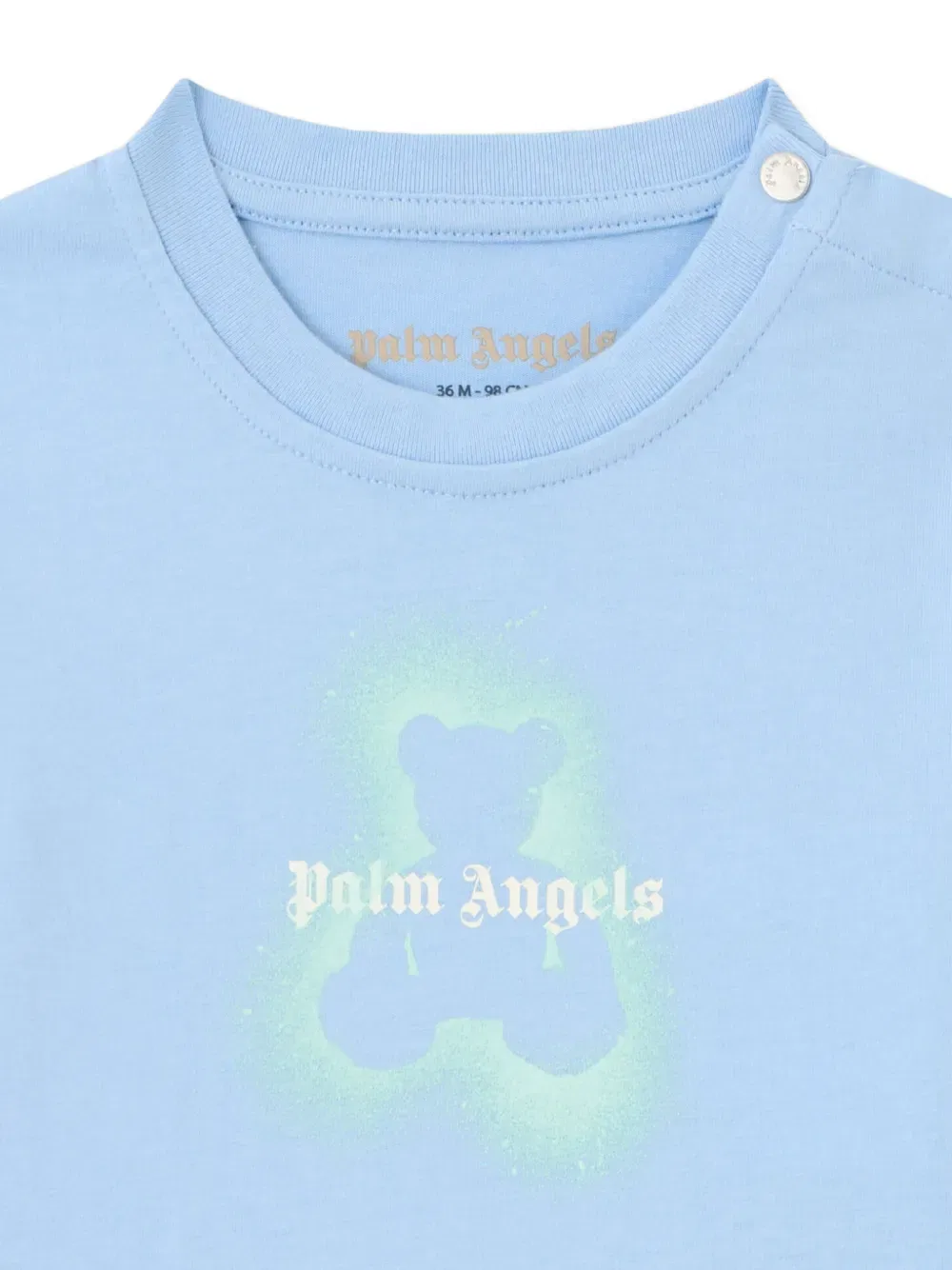 Футболка с изображением медведя-спрей Palm Angels Kids, синий — фото 3