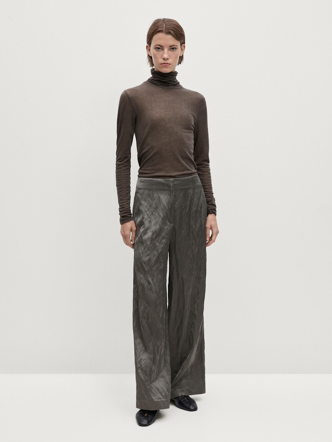 

Футболка шерстяная с длинным рукавом Massimo Dutti, коричневый