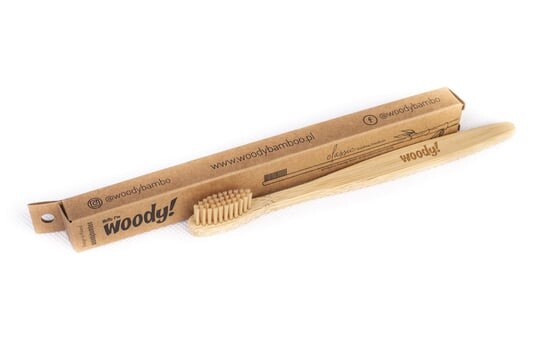 

Бамбуковая зубная щетка среднего размера, 1 шт. WoodyBamboo