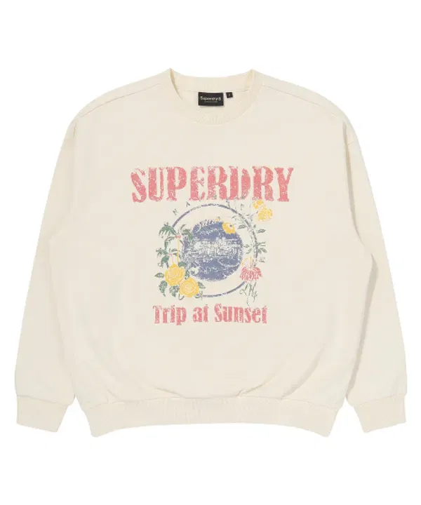 Свитшот с цветочным принтом, Superdry, кремовый