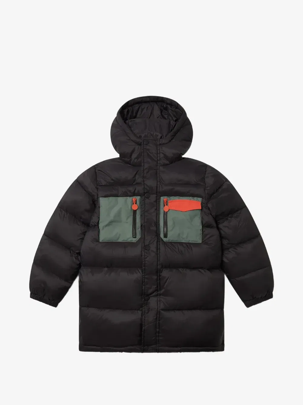 Стеганое пальто с капюшоном Stella McCartney Kids, черный