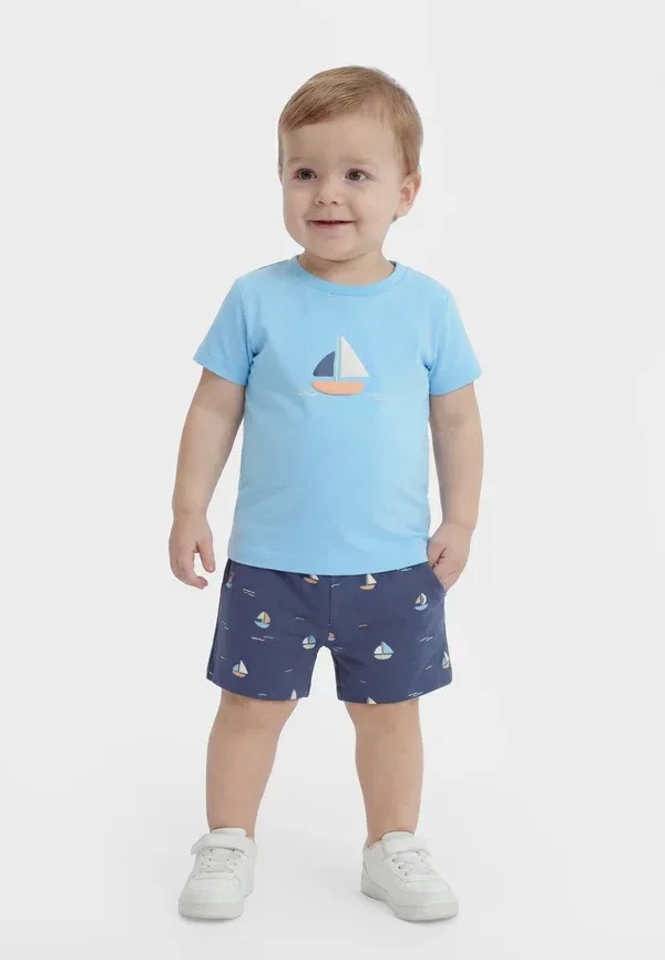 Комплект из шорт и топа с принтом, Nbmvacion set, Name It, Airy Blue, синий