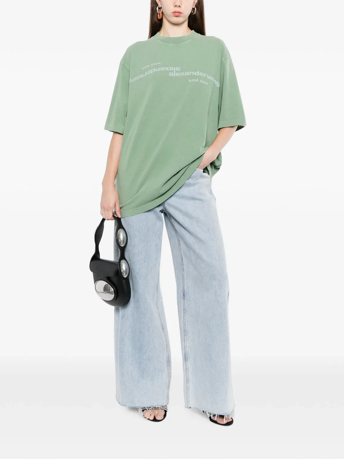 Футболка с зеркальным логотипом Alexander Wang, зеленый — фото 2