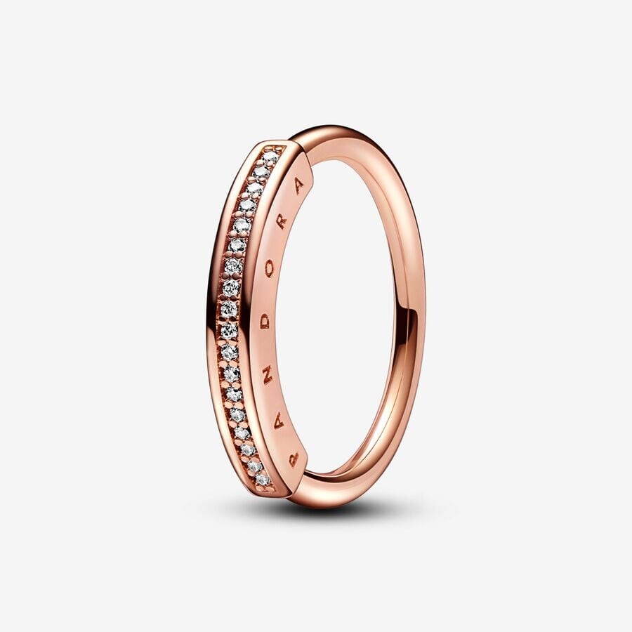 

Кольцо Pandora Signature I-D Pave, розовое золото