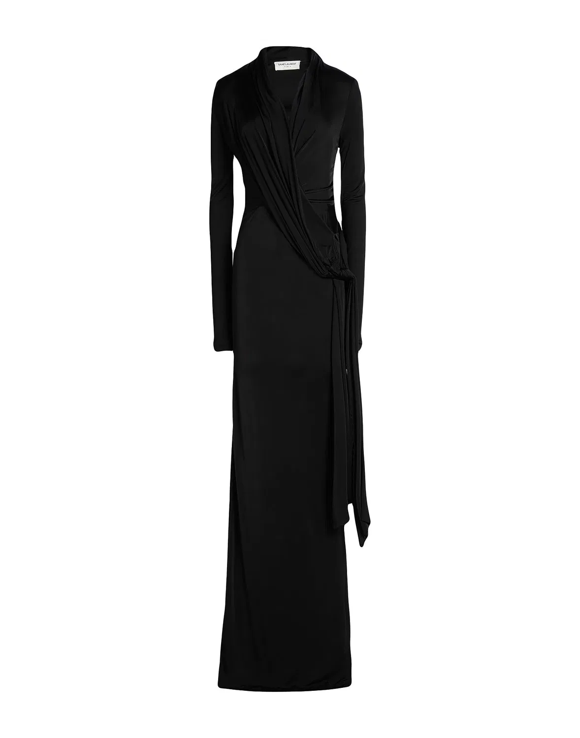 Женское платье-макси с запахом Saint Laurent, черный