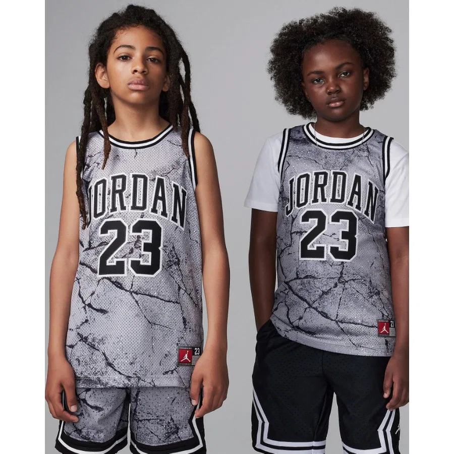 Детский спортивный топ Nike Jordan JDN Jordan 23 AOP Jersey, Серо-черный
