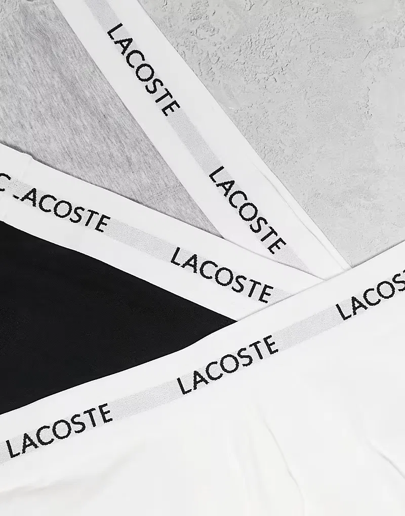 Боксеры облегающие 3 шт Lacoste, черный/белый/серый — фото 2
