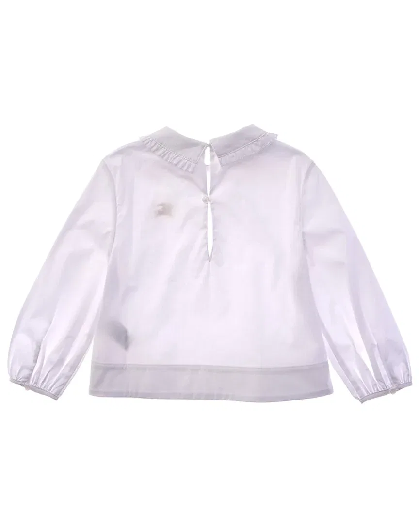 Детская рубашка для девочек с воротником-рюшем Burberry, White — фото 2