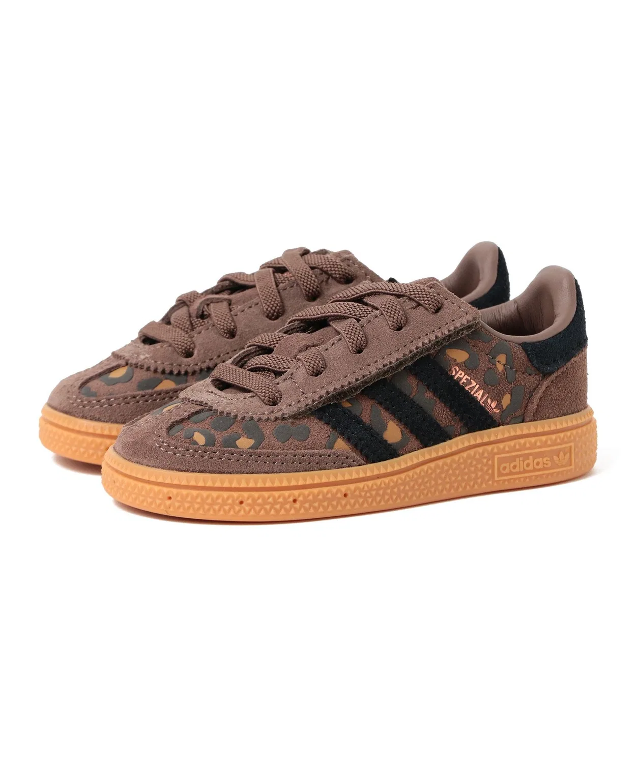 Детские туфли с леопардовым принтом, на липучке, модель Handball Spezial, Adidas, Beige