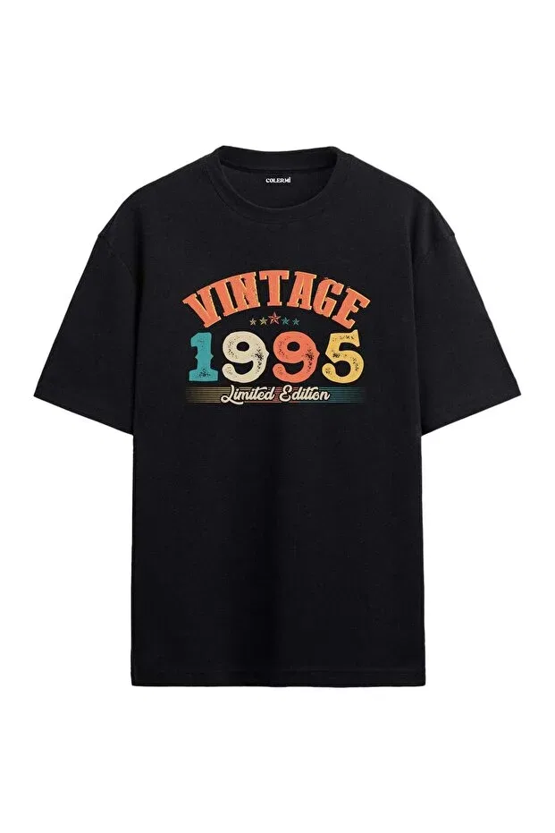 Детская футболка с принтом 1995 Vintage Echo Oversized T-Shirt Colermi, Black