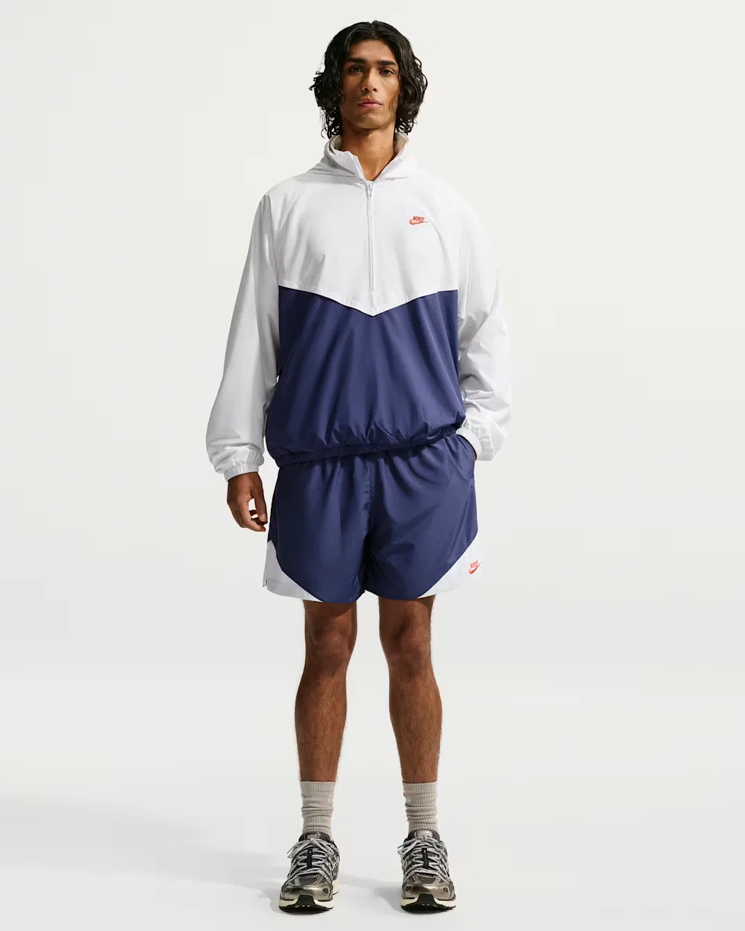 Мужские легкие тканые шорты Nike Windrunner, Blue Void/Summit White/Light Crimson
