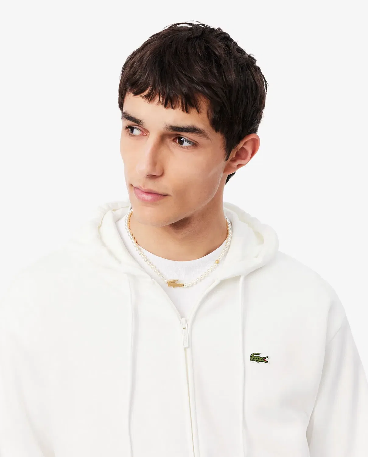 Мужская худи Lacoste с капюшоном из футера, свободный крой, Blanco — фото 3