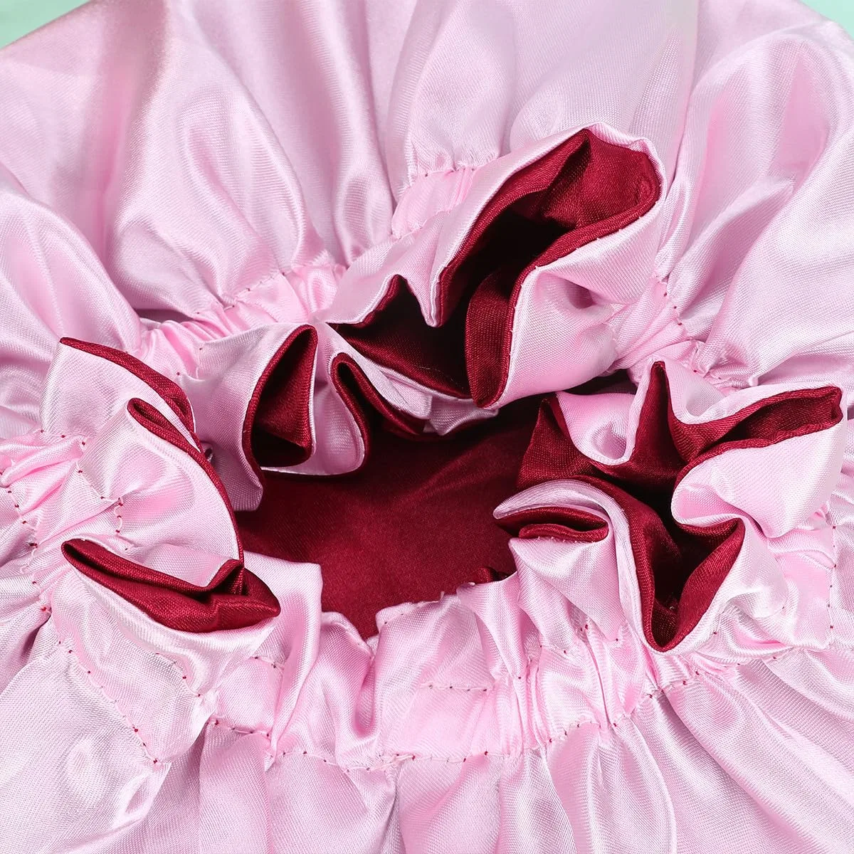 Шапочка для душа Satin из полиэстера, IMIKEYA, 22x17 см, Розовый — фото 3