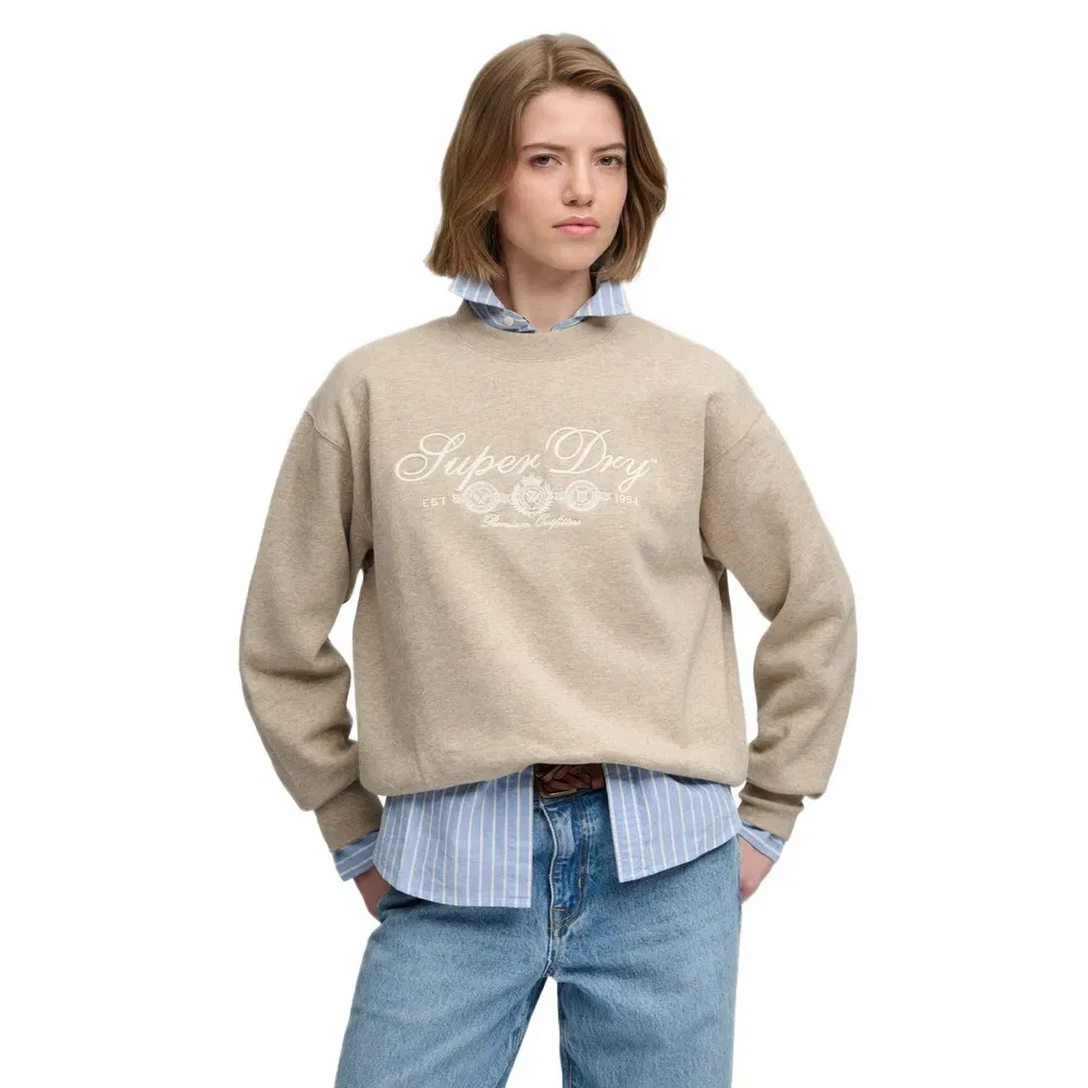 Женский свитшот из хлопка с вышивкой Country Club Crew Superdry, Beige