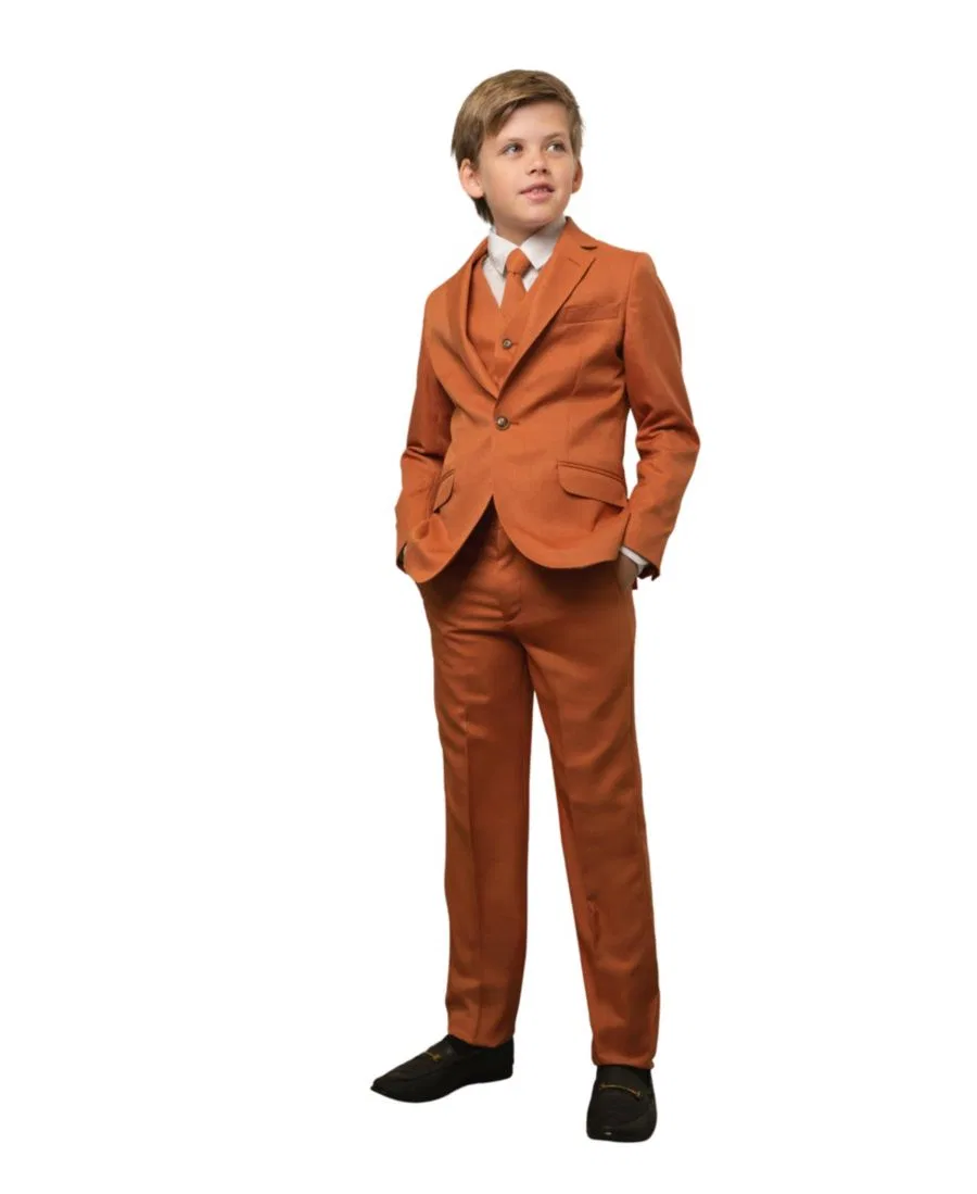Костюм-пятерка с рубашкой, галстуком и жилетом, Slim Fit, Osiris Peanut Butter Collection, Terracotta — фото 3