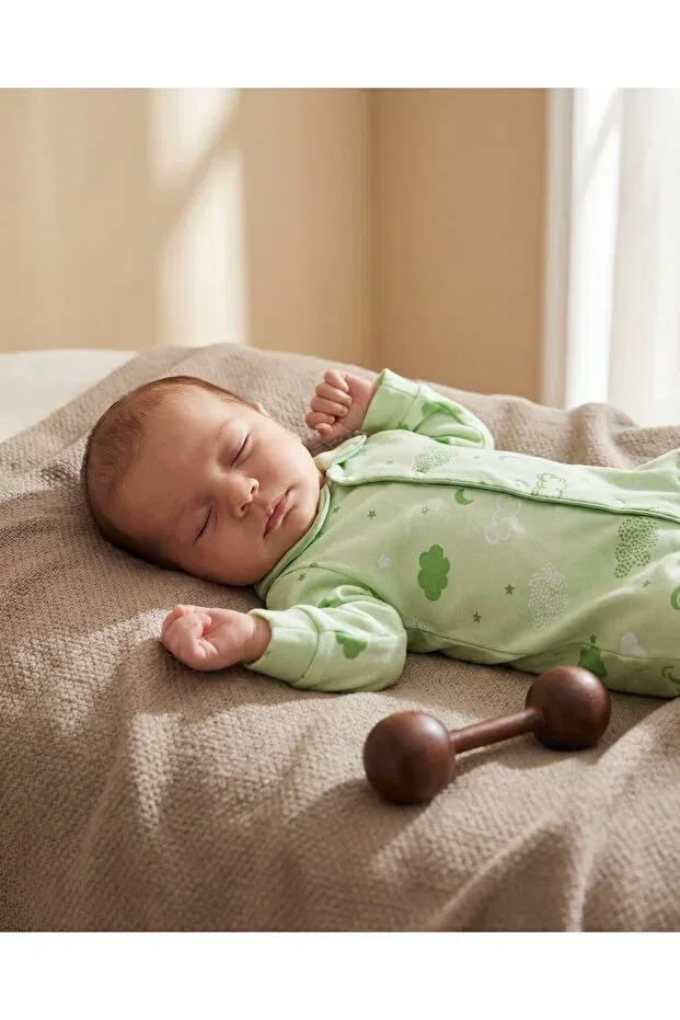 Детское боди-комбинезон для новорожденных с облачным принтом Minory Baby, Green