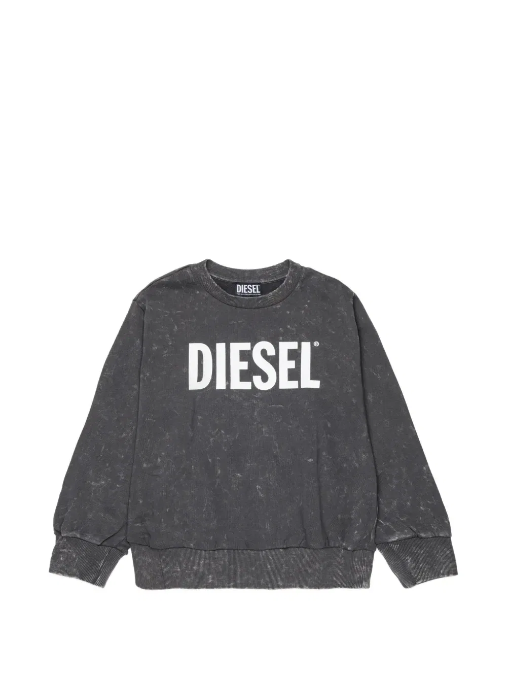 Свитер с логотипом и эффектом вытравленной ткани Diesel Kids, серый