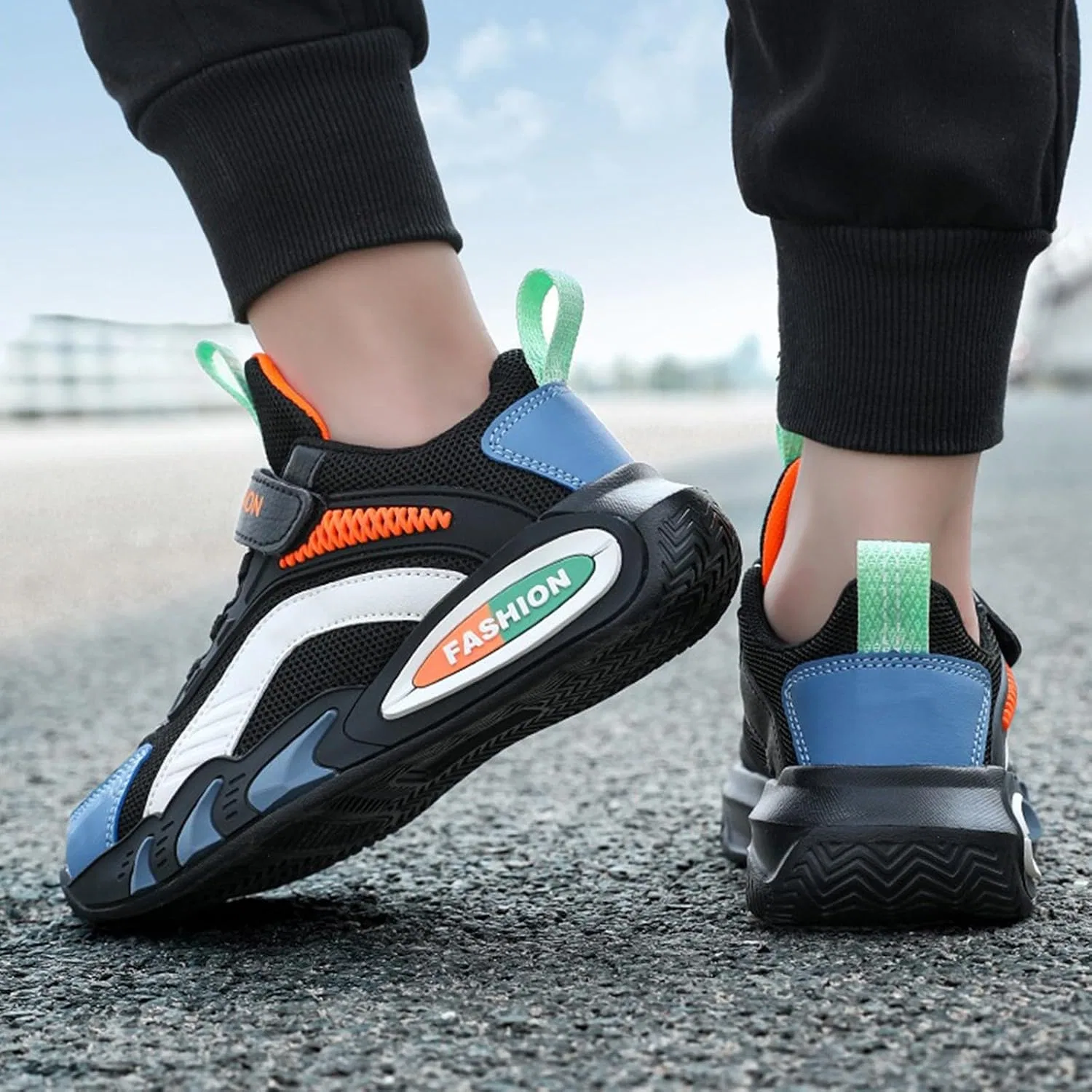 Детские кроссовки для мальчиков с дышащим верхом Boys Basketball Sneakers, Blue — фото 3