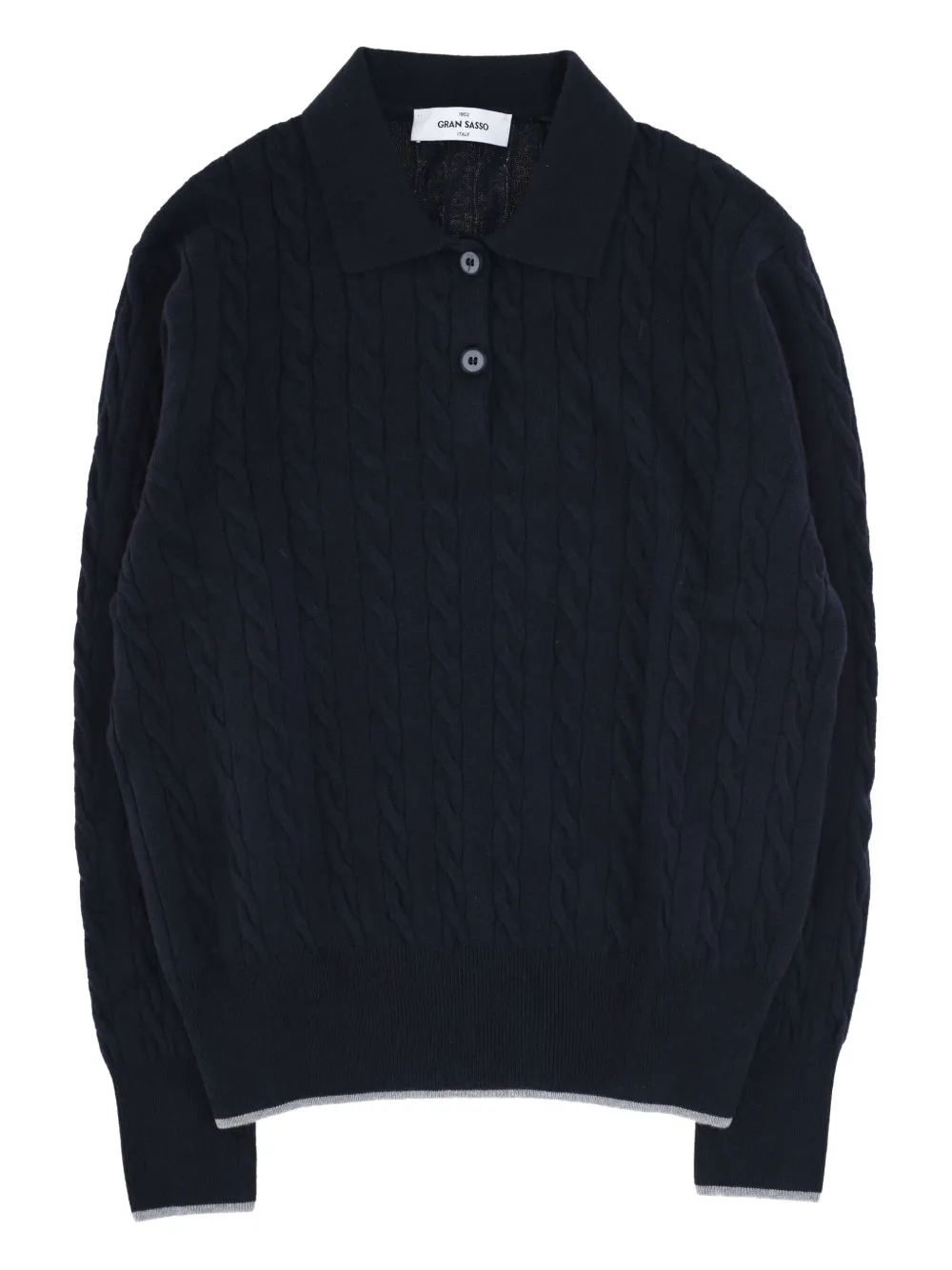 

Поло в рубчик с косами и пуговицами Gran Sasso, синий