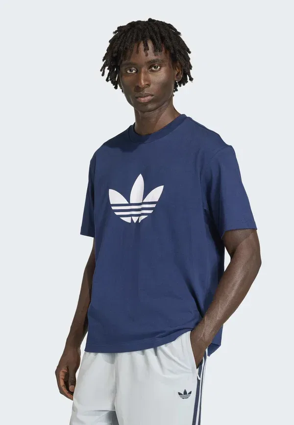 Футболка с принтом Adicolor Trefoil Adidas Originals night indigo, white, белый