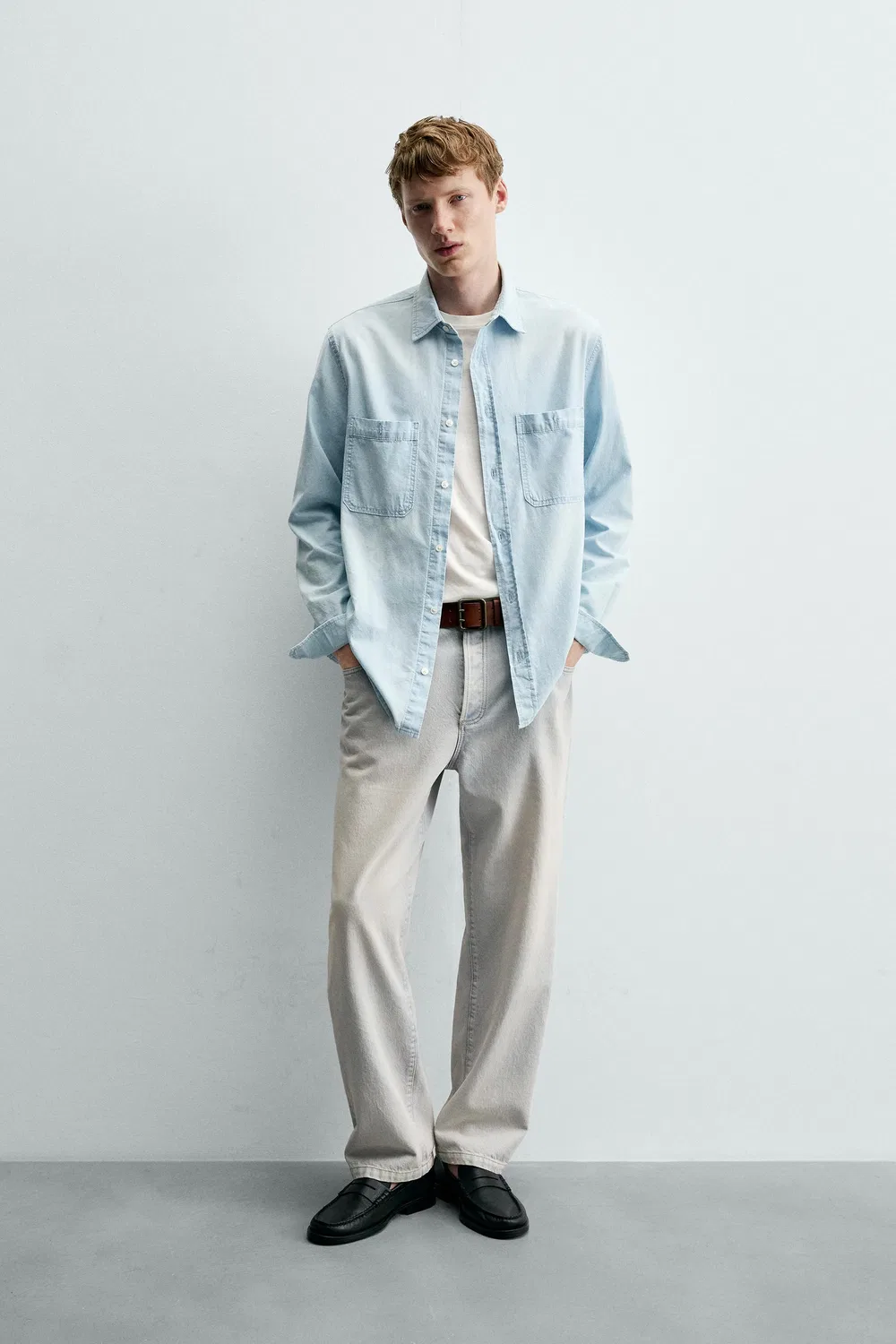 Джинсовая рубашка стандартного кроя ZARA, Blue