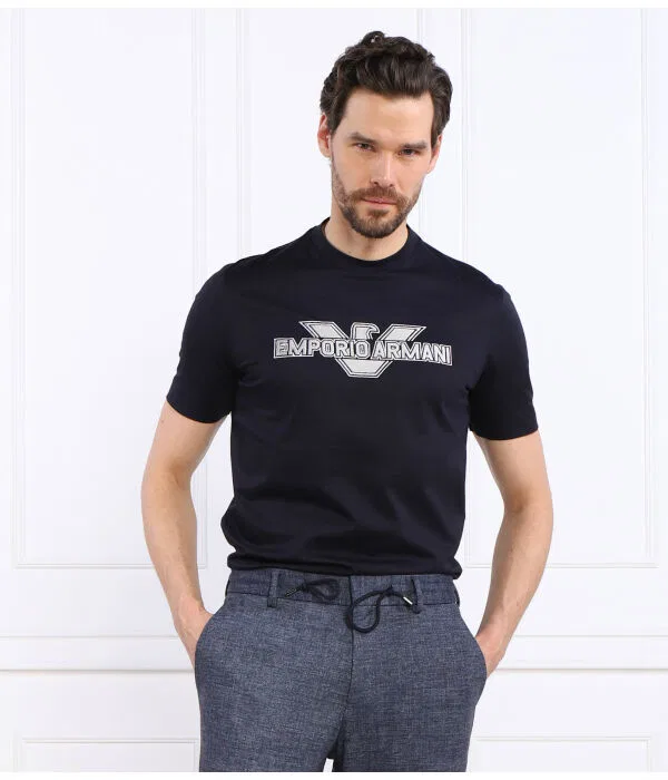 Мужская футболка хлопковая Emporio Armani, Blu Marino — фото 3