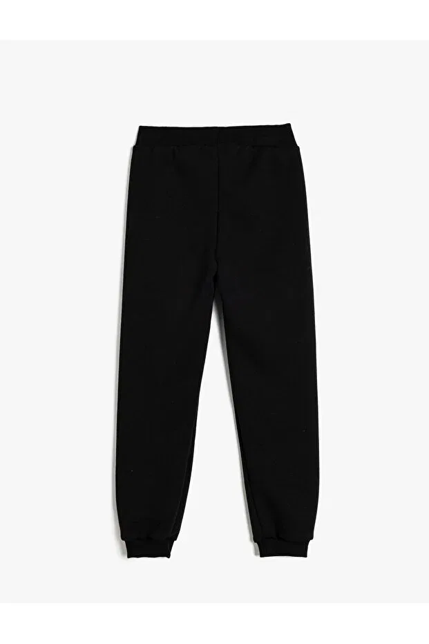 Детские спортивные штаны для девочек с принтом Jogger sweatpants butterfly printed elastic waist Koton, Black — фото 2